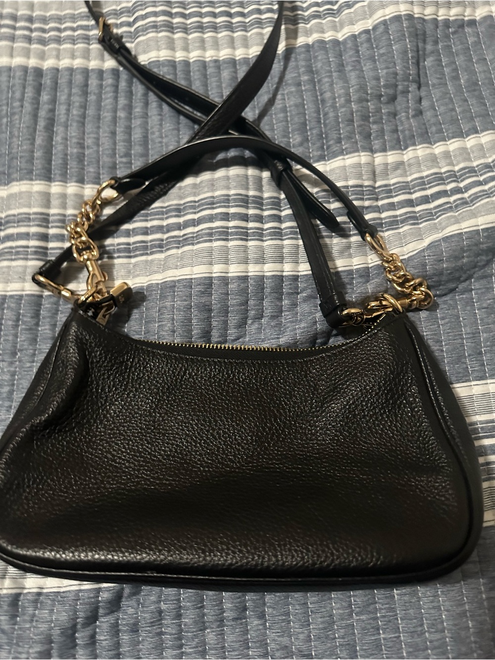 Coach Black Pebbled Leather Shoulder Bag with Gold-Tone Hardware - Picture 3 of 5